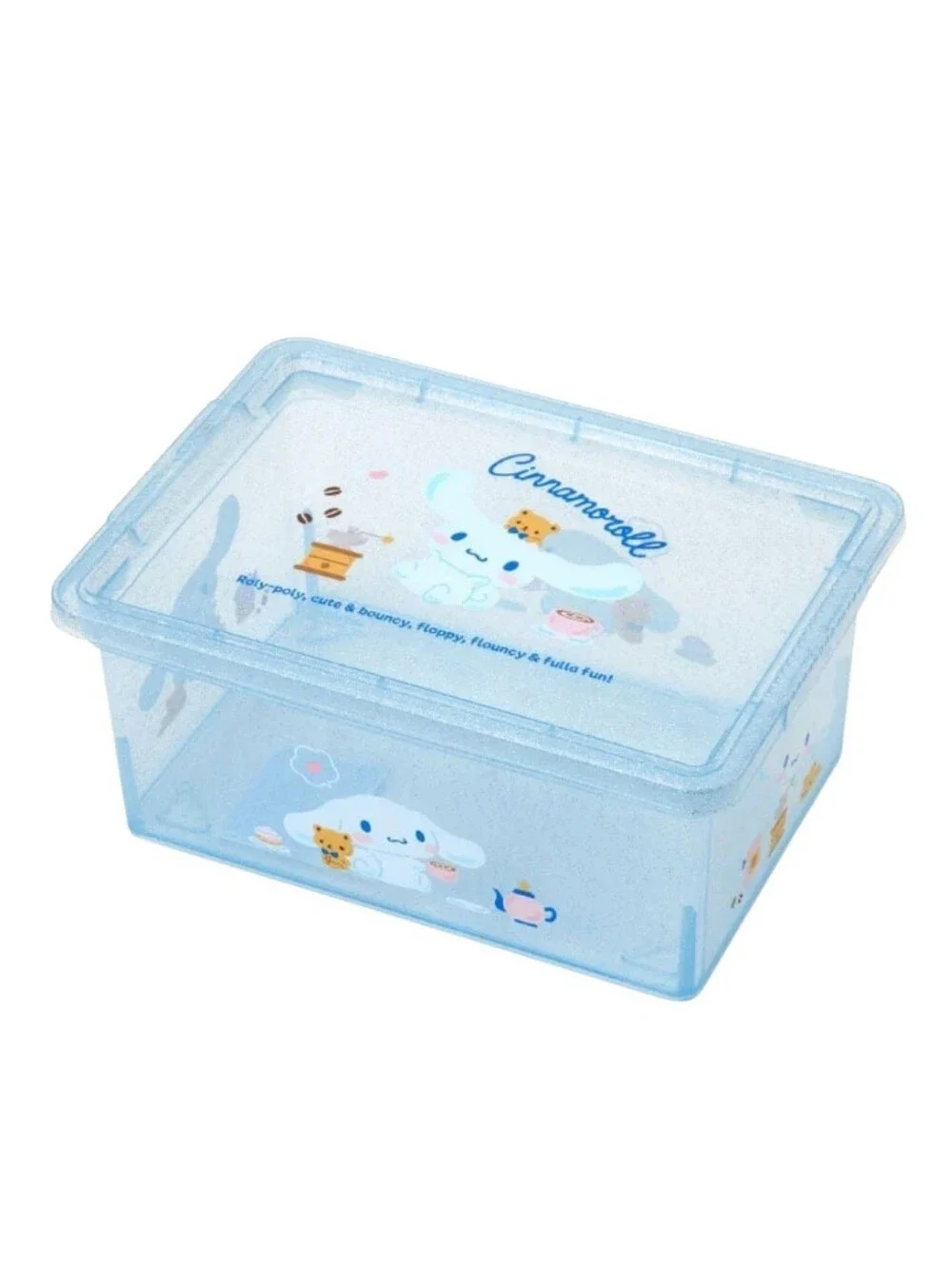 Cinnamoroll Light Blue Glitter Storage Box with Snap Closure Lid